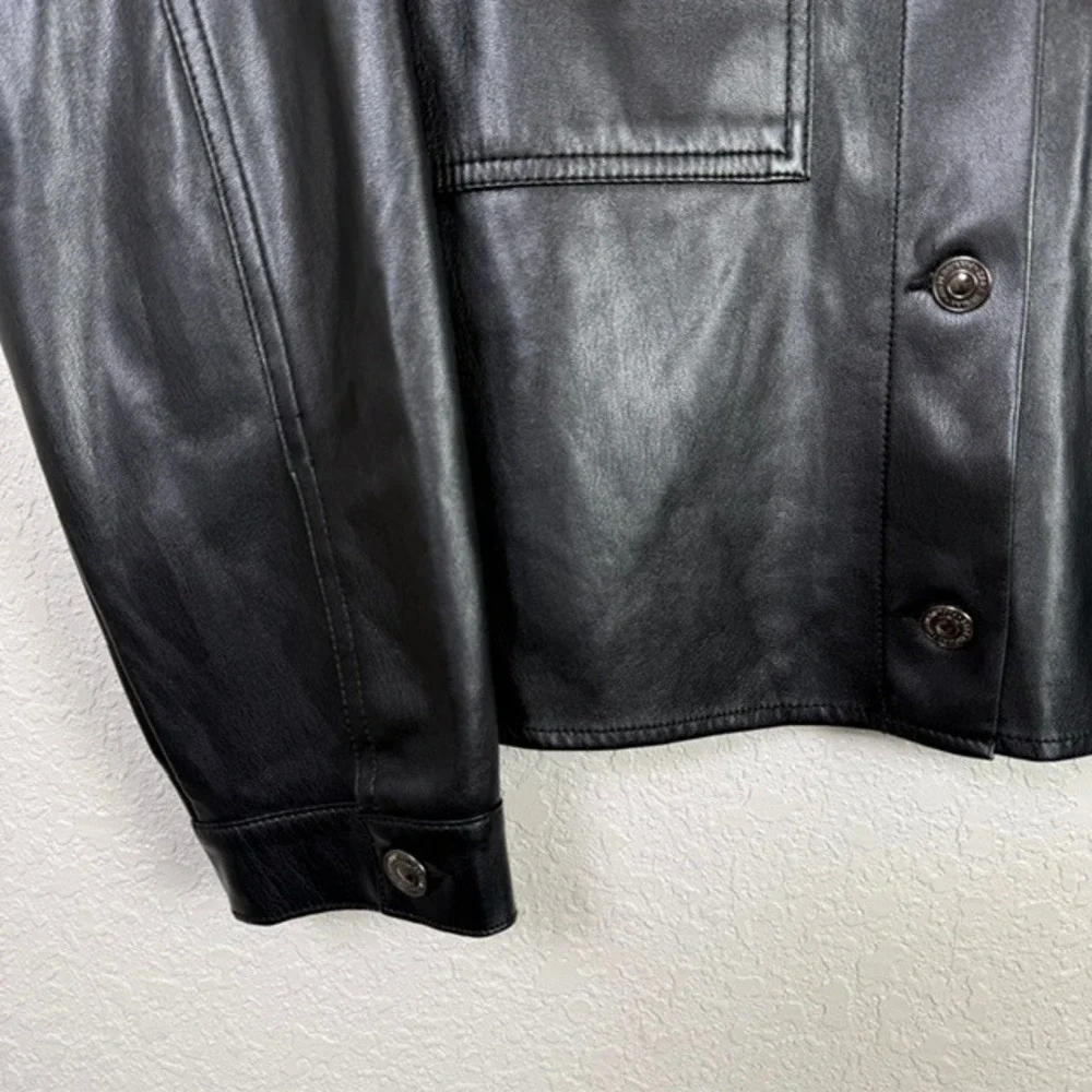 Zara Faux Leather Overshirt Jacket Button Front Pockets Super Soft Black Small